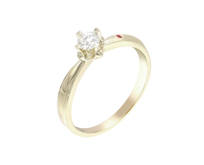 Gold ring with diamond and ruby ​​ZARINA Feelings