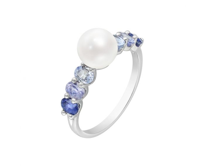 White gold ring with sapphires and pearls ZARINA Northern Lights