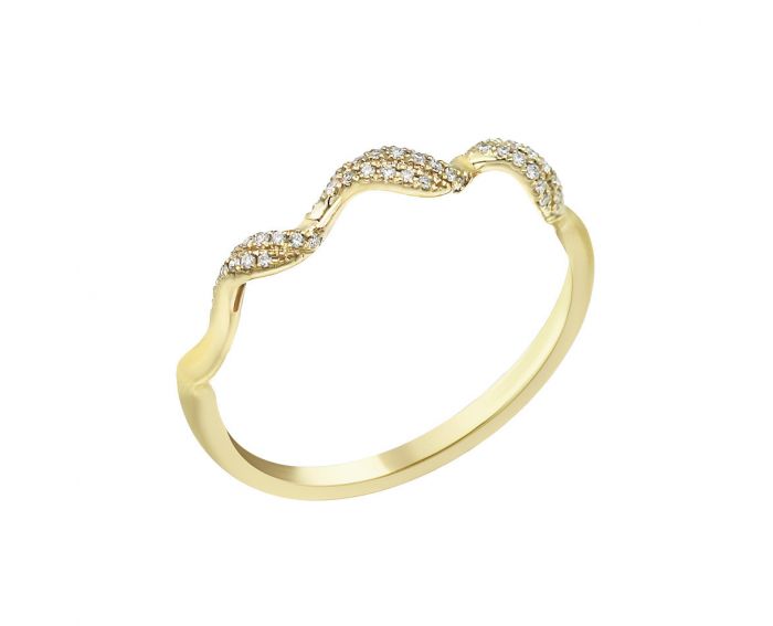 Ring with diamonds in yellow gold Wave