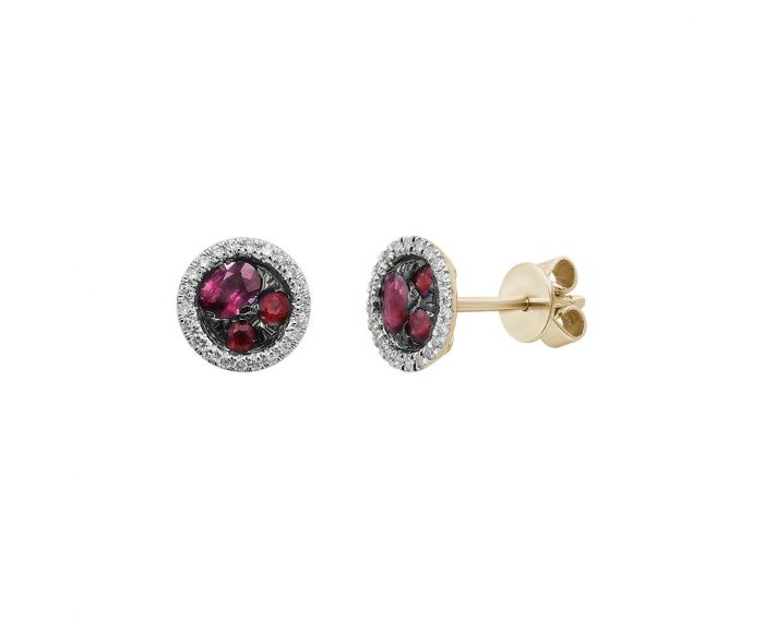 Earrings with rubies in rose gold 1С956-0038