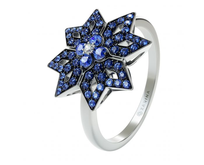 Ring in white gold with diamonds and sapphires ZARINA