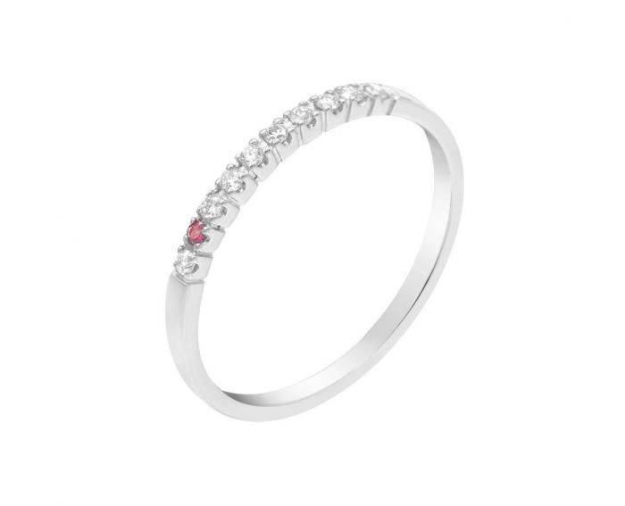 Diamond ring with ruby