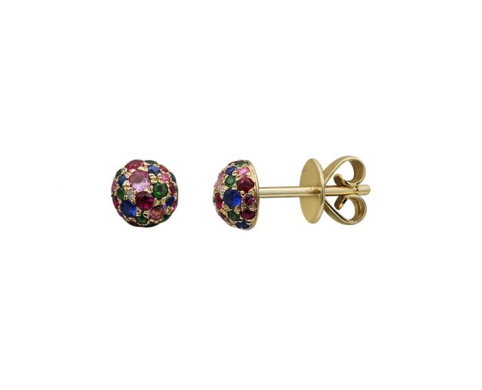 Earrings in yellow gold with diamonds, sapphires, rubies and tsavorites ZARINA