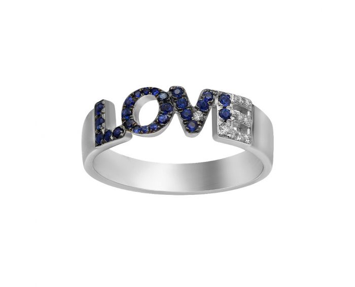 Ring in white gold with diamonds and sapphires ZARINA