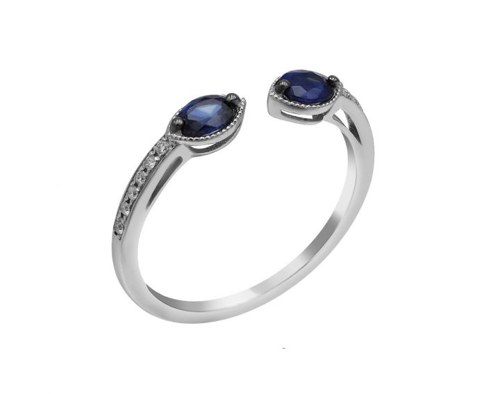 Ring in white gold with diamonds and sapphires ZARINA