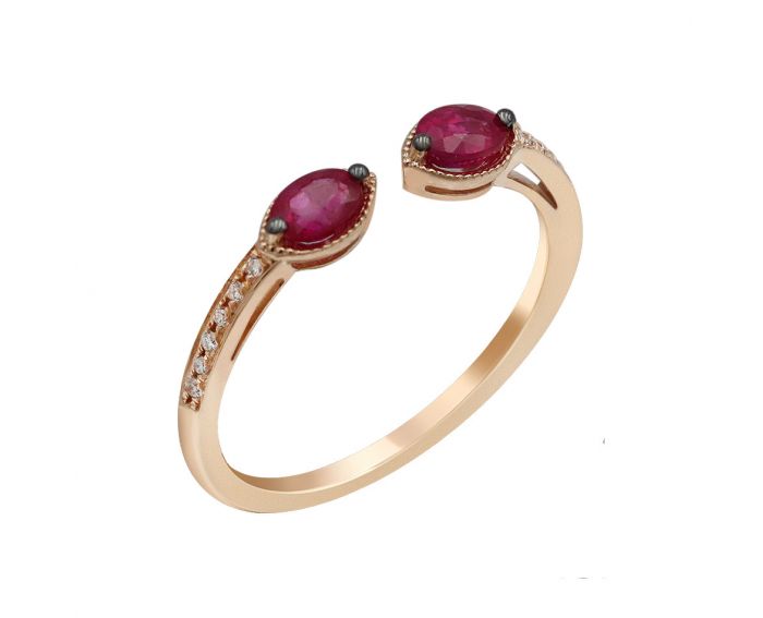 Ring in rose gold with diamonds and rubies ZARINA