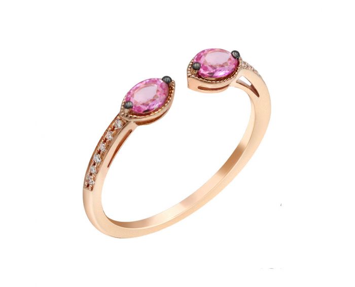 Кольцо из розового золота с бриллиантами и сапфирами ZARINA