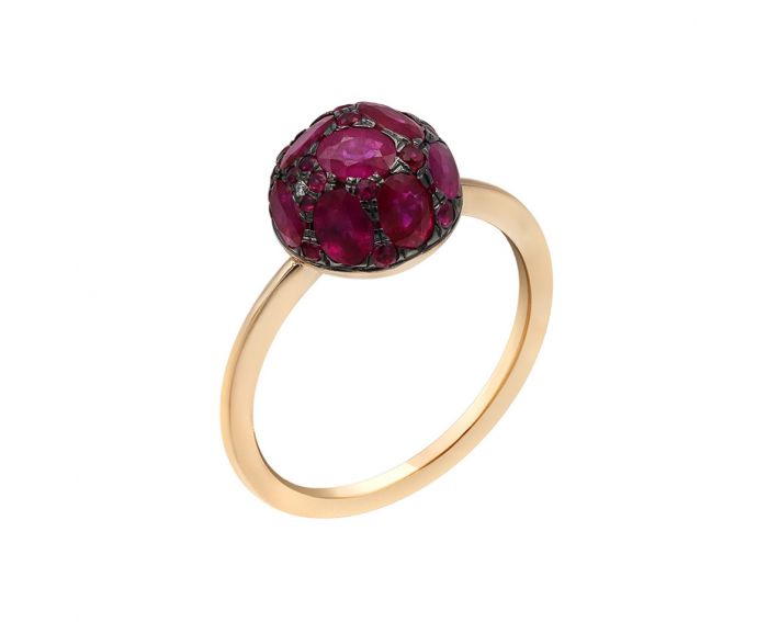 Кольцо из розового золота с бриллиантами и рубинами ZARINA