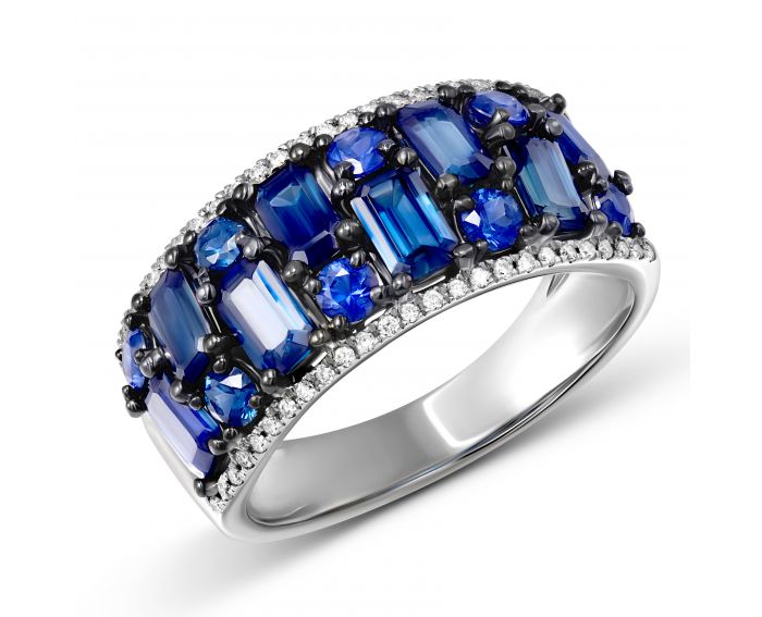 Ring with diamonds and sapphires 1К956-0086