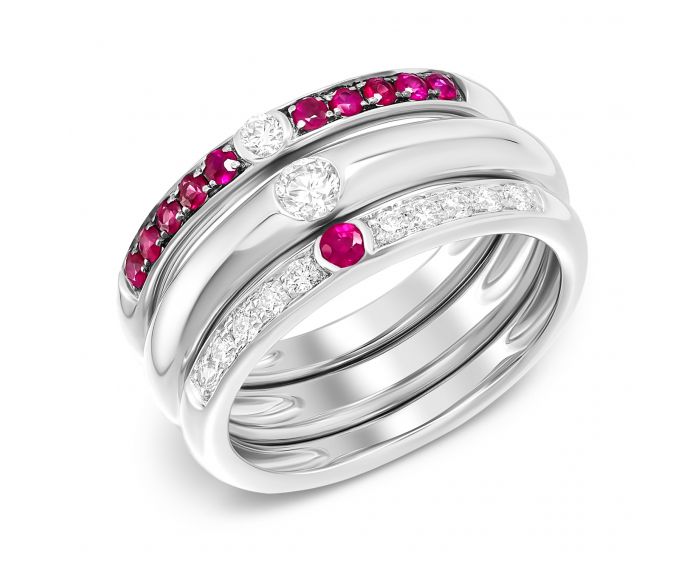 Ring with diamonds and rubies Three in one
