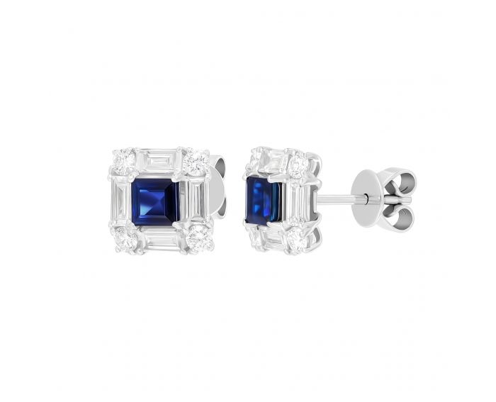 Square diamond and sapphire earrings