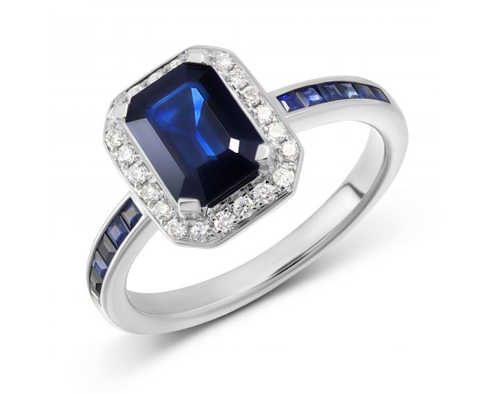 Ring with diamonds and sapphires