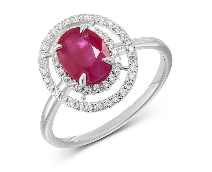 Ring with diamonds and oval ruby