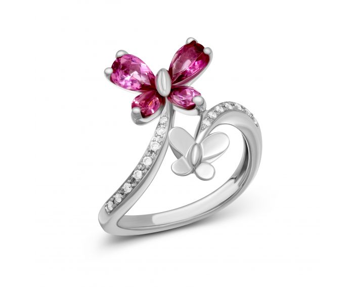 Ring with diamonds and tourmaline in white gold 1-204 371