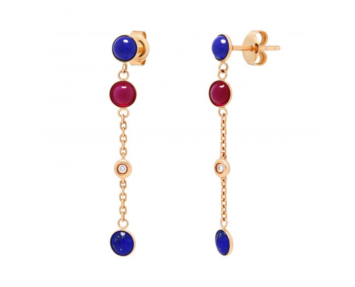 Earrings with rubies and lapis lazuli