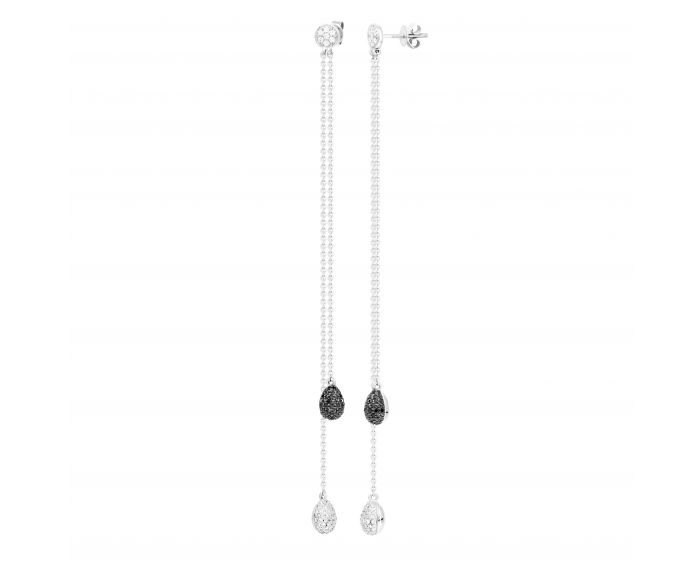 Earrings with diamonds in white gold 1С956-0109