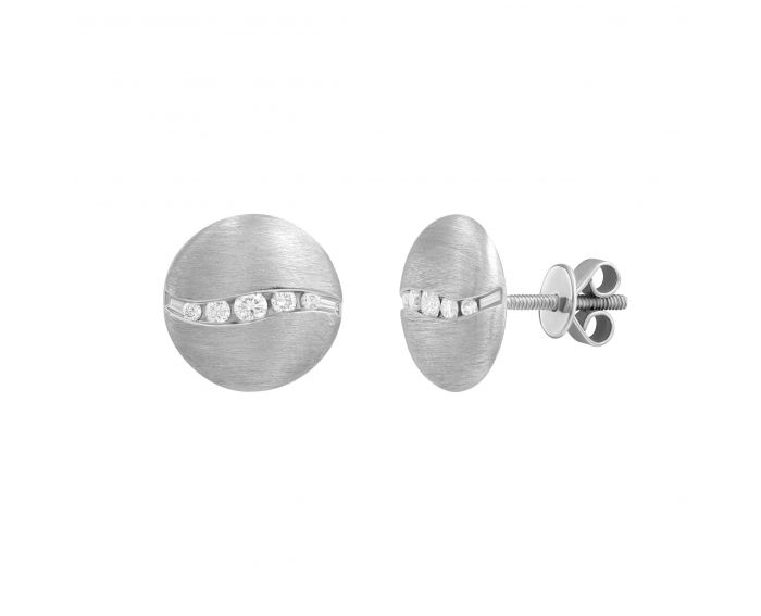 Earrings with diamonds in white gold 1С956-0112