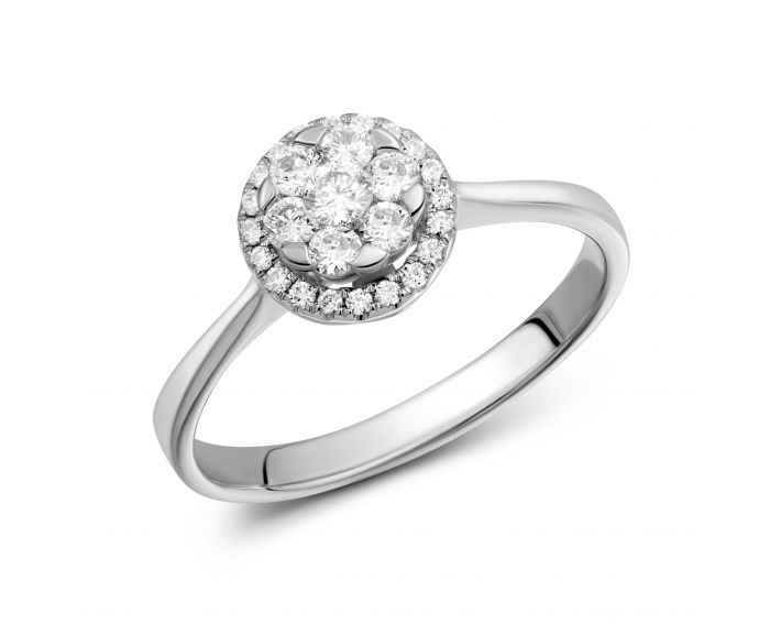 Кольцо с бриллиантами в белом золоте 1К193-0153