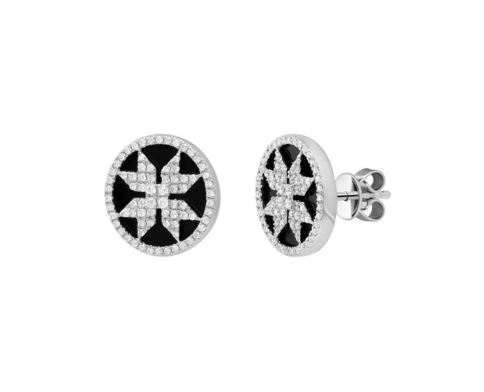 Earrings with diamonds and onyx 1С034-1472