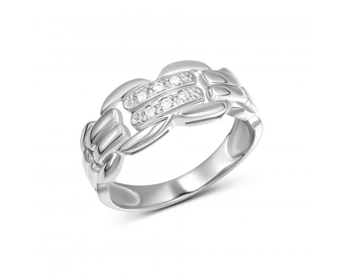 Ring with diamonds in white gold 1К955-0014