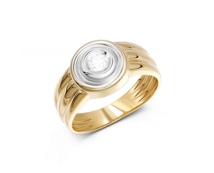 Кольцо с бриллиантом в сочетании белого и розового золота 1К955-0057