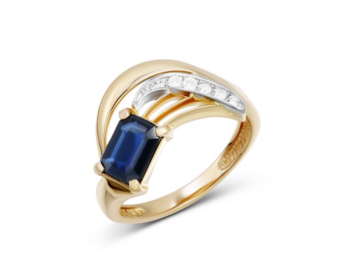 A ring with sapphires and diamonds in a combination of white and rose gold 1-209 540