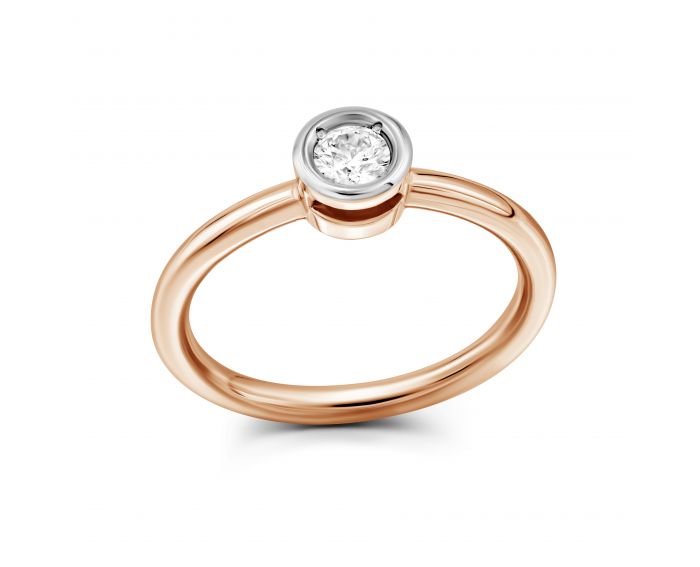 Кольцо с бриллиантом в розовом золоте 1К464ДК-0087