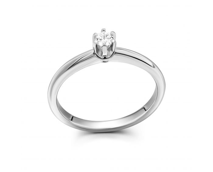 Кольцо с бриллиантом в белом золоте 1К464ДК-0048