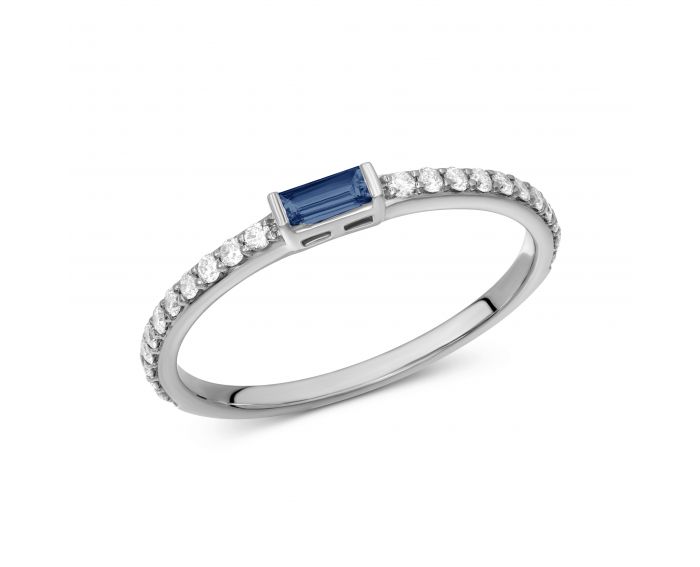 Ring with sapphire and diamonds in white gold 1-209 297