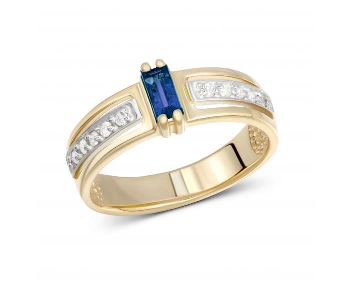 A ring with sapphires and diamonds in a combination of white and rose gold 1-209 399