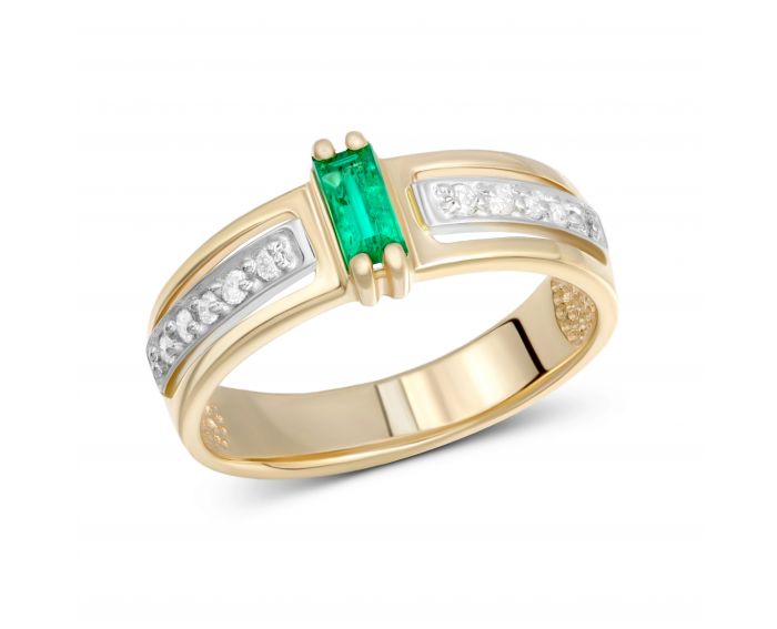 A ring with an emerald and diamonds in a combination of white and rose gold 1-209 400