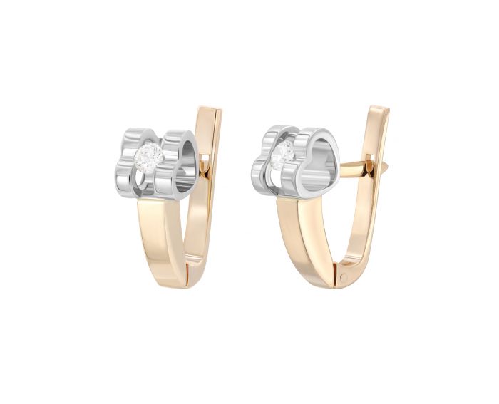 Earrings with diamonds in a combination of white and rose gold 1C955-0015