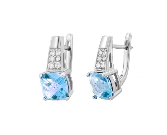Earrings with diamonds and topazes in white gold 1С955-0036