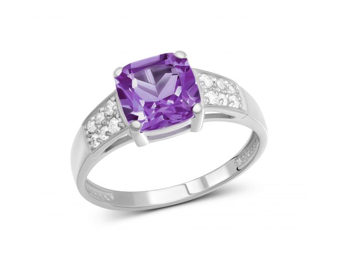 Ring with diamonds and amethysts in white gold 1-209 568