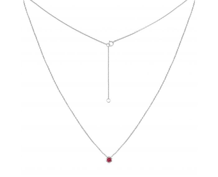 Necklace with ruby ​​and white gold 1L034DK-0174-5