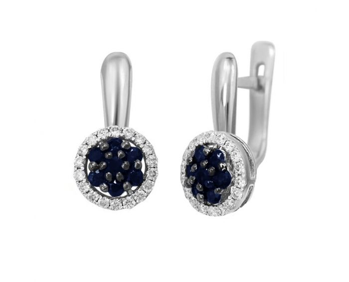 Earrings with diamonds and sapphires in white gold 1-210 441
