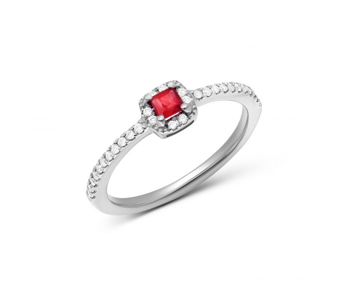 Ring with ruby and diamonds in white gold 1К034ДК-1665