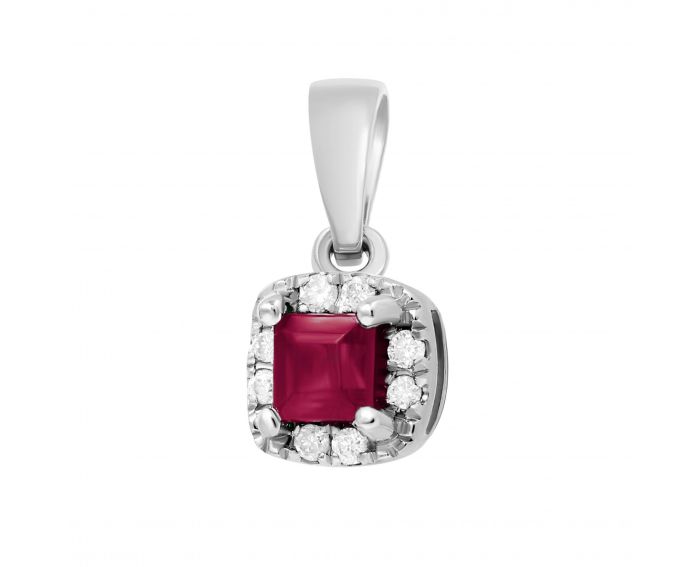 Diamond and ruby pendant in white gold 1-210 622