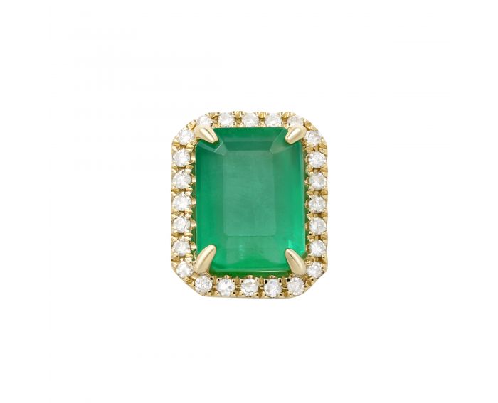 Diamond and emerald pendant in yellow gold 1П034ДК-0582