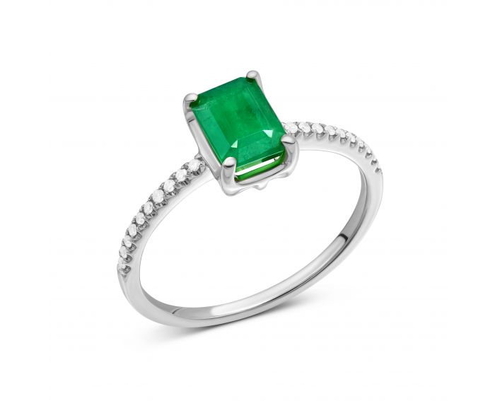 Ring with diamonds and emerald in white gold 1K034DK-1669-1