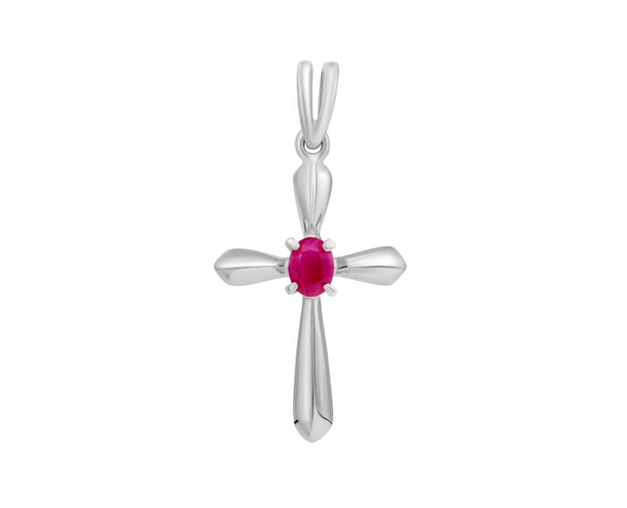 Cross with a ruby in white gold 1P034DK-0598
