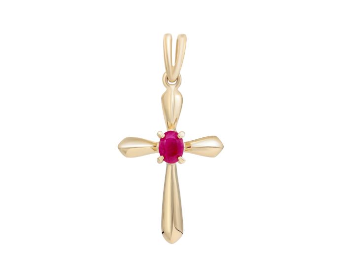 Cross with a ruby in rose gold 1П034ДК-0607