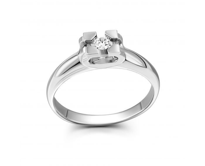 Кольцо с бриллиантом в белом золоте 1К464-0015