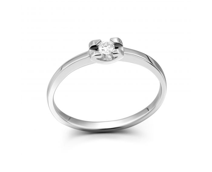 Кольцо с бриллиантом в белом золоте 1К464ДК-0017
