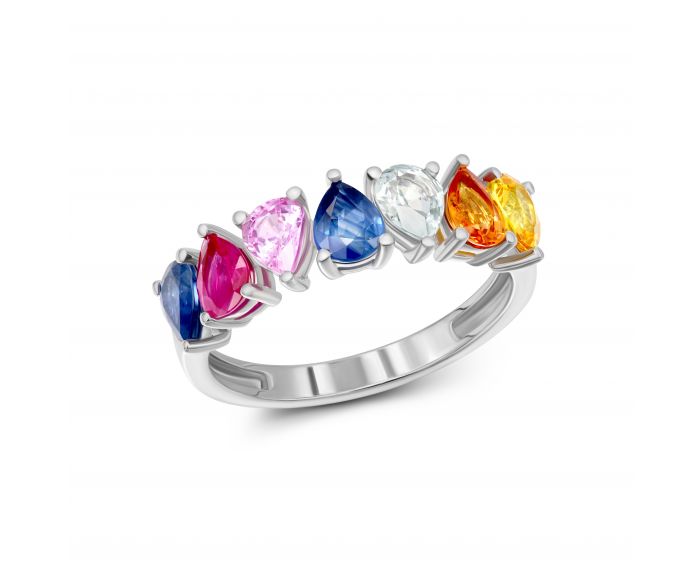 Ring with multi sapphires in white gold 1К551-0590