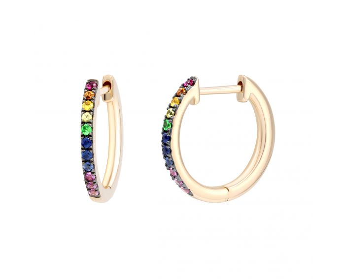 Earrings with multi-sapphire in rose gold 1С551-0456