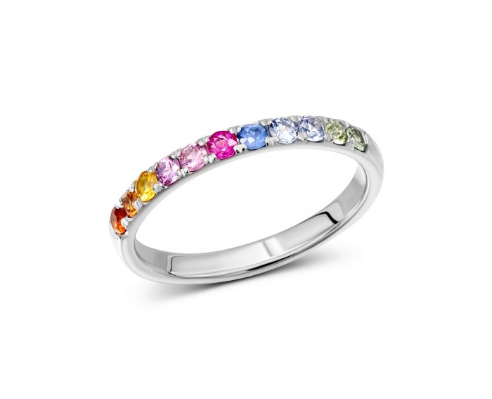 Ring with multi sapphires in white gold 1К551-0596