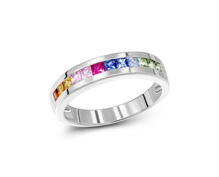 Ring with multi-sapphire in white gold 1К551-0598