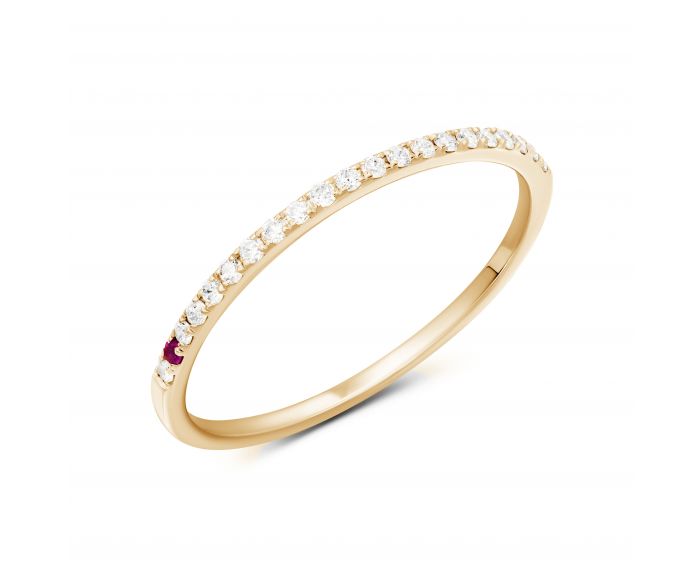 Каблучка з діамантами та рубіном у рожевому золоті 1К034ДК-1713