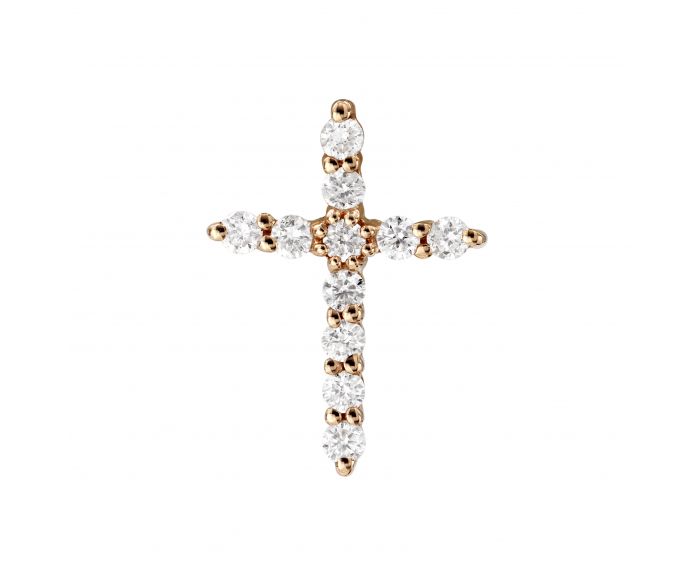 Cross with diamonds in rose gold 1П034ДК-0610